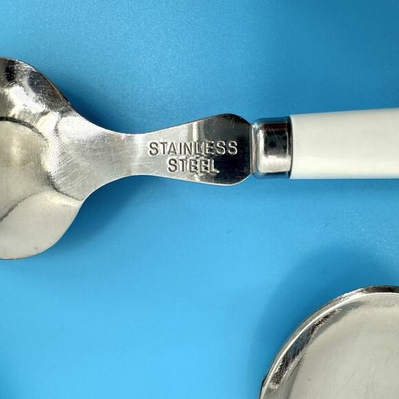 23 Piece MCM Ivory Melamine Handled Flatware Set Stainless - Picture 10 of 11